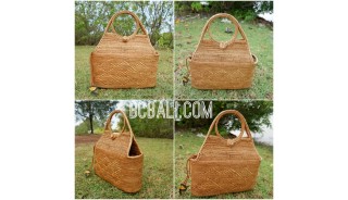 full handmade handwoven handbag balinese ethnic design natural